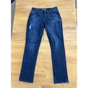 Democracy AB Solution Skinny Jeans Women's Size 4 Dark Blue Distressed Denim